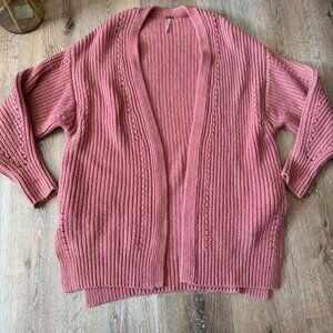 Free People Pink‎ Nightingale Pink Oversized Knit Cardigan Size XS